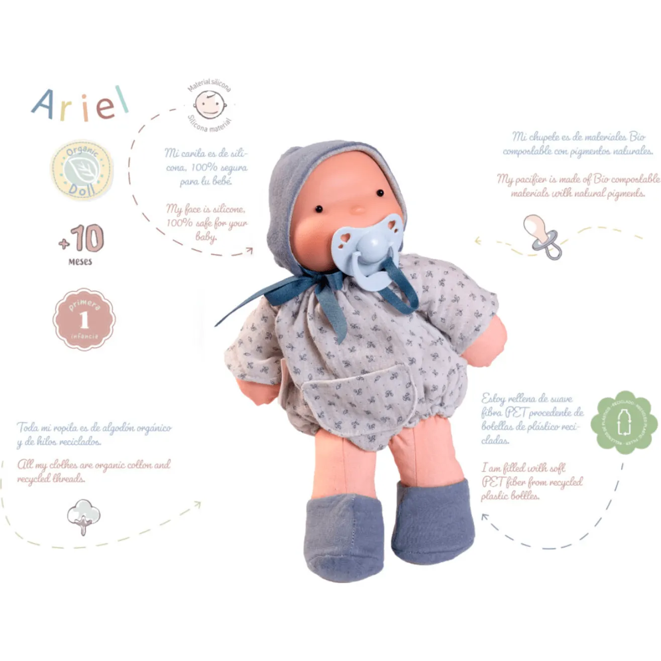 Antonio Juan Organic Doll - Ariel Blue