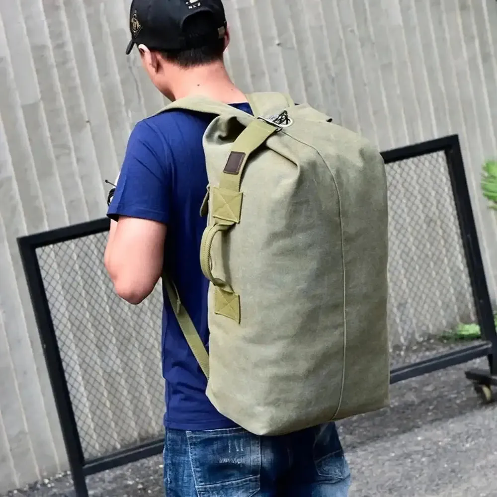 Canvas Fabric Hiking Backpack With Large Capacity