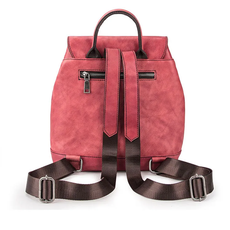 Cool Womens Genuine Leather Backpack Purse Small Rucksack for Women