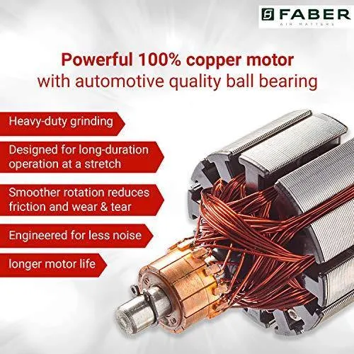 Faber 800W Juicer Mixer Grinder with 3 Stainless Steel Jar  1 Fruit Filter (FMG Candy 800 3J 1 Pc), Mystic Red