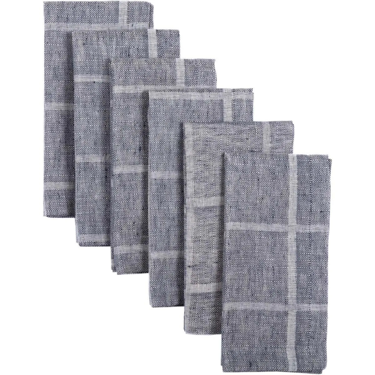 Julie Navy Plaid Napkin Set of 6 18x18 VHC Brands