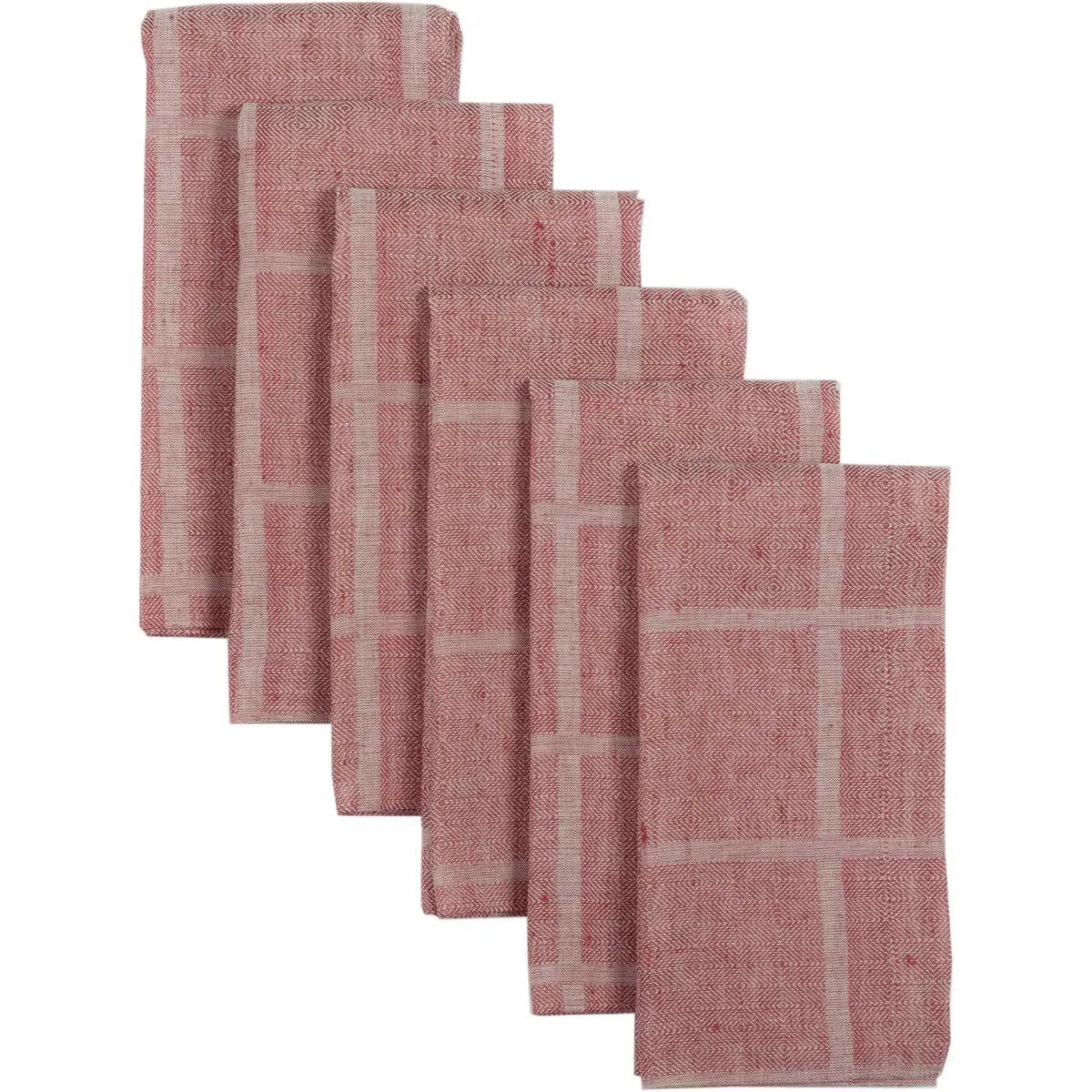 Julie Red Plaid Napkin Set of 6 18x18 VHC Brands