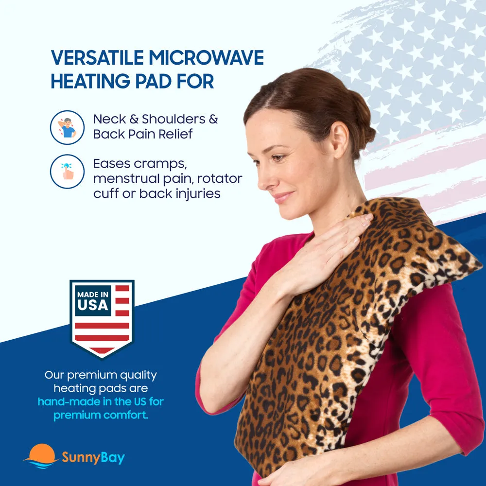 Microwavable Extra Large Body Heat Wrap, 10" x 24", Leopard Print