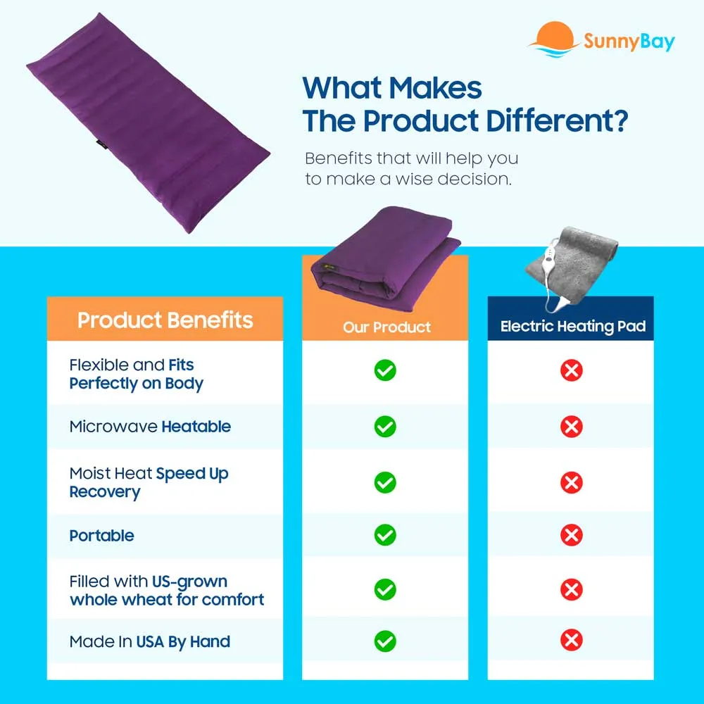 Microwavable Extra Large Body Heat Wrap, 10" x 24", Purple
