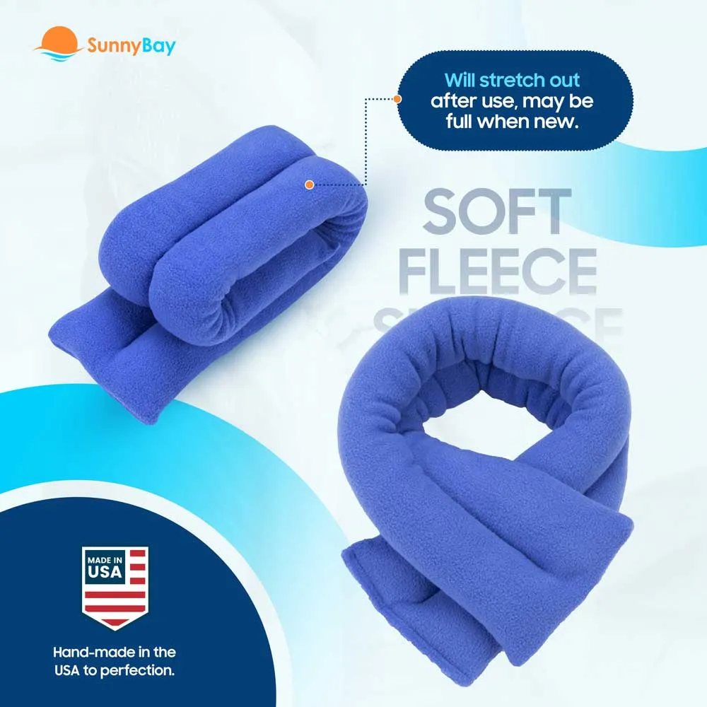 Microwavable Neck Heating Wrap, Wheat Filled, 26"x5", Sky Blue