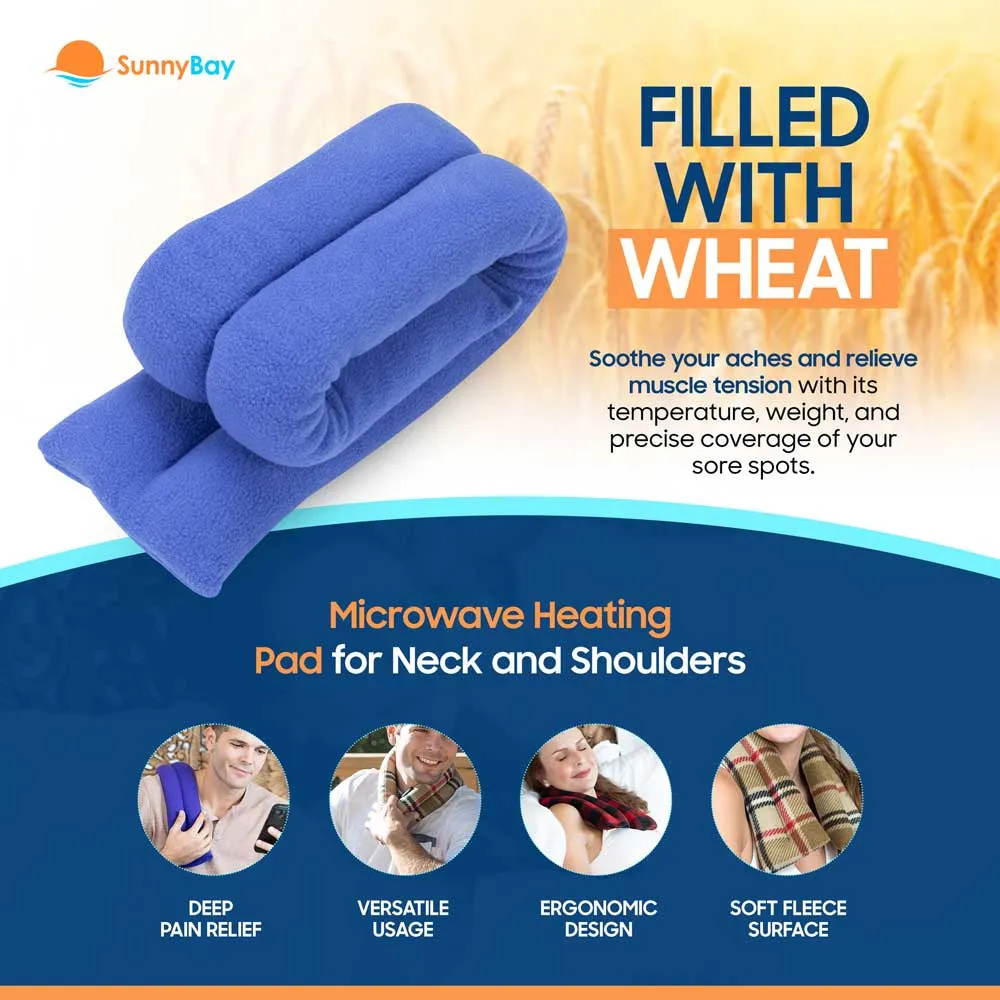 Microwavable Neck Heating Wrap, Wheat Filled, 26"x5", Sky Blue