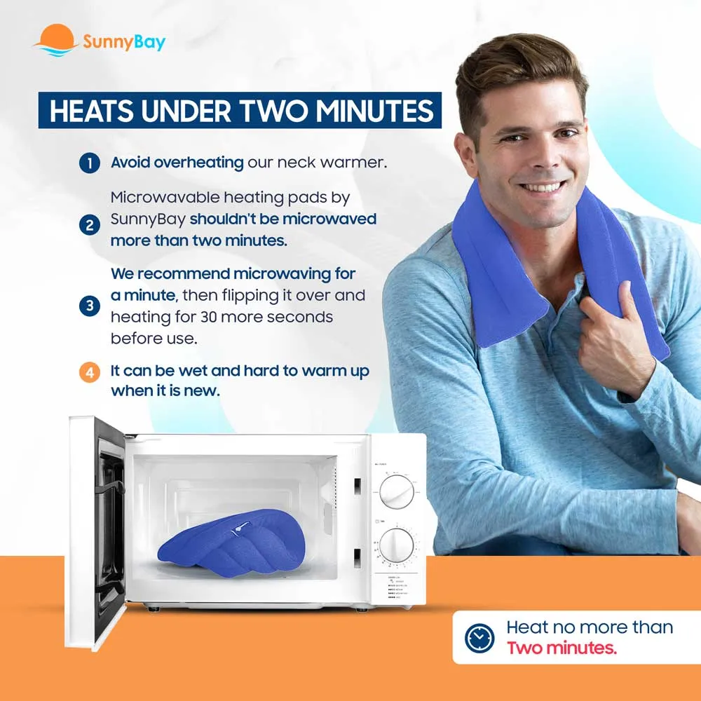 Microwavable Neck Heating Wrap, Wheat Filled, 26"x5", Sky Blue