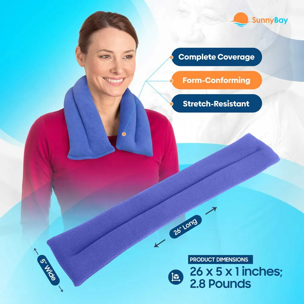 Microwavable Neck Heating Wrap, Wheat Filled, 26"x5", Sky Blue