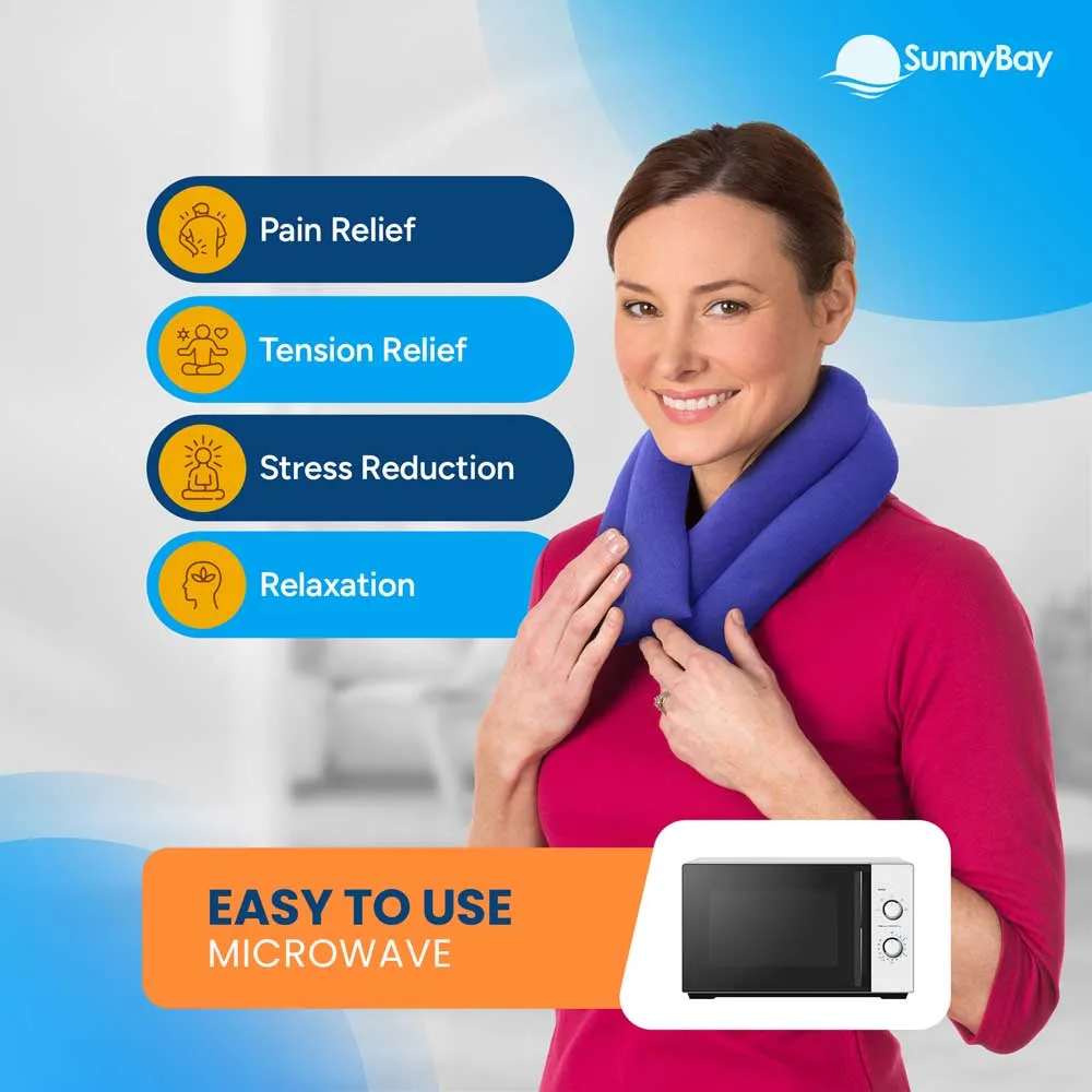 Microwavable Neck Heating Wrap, Wheat Filled, 26"x5", Sky Blue