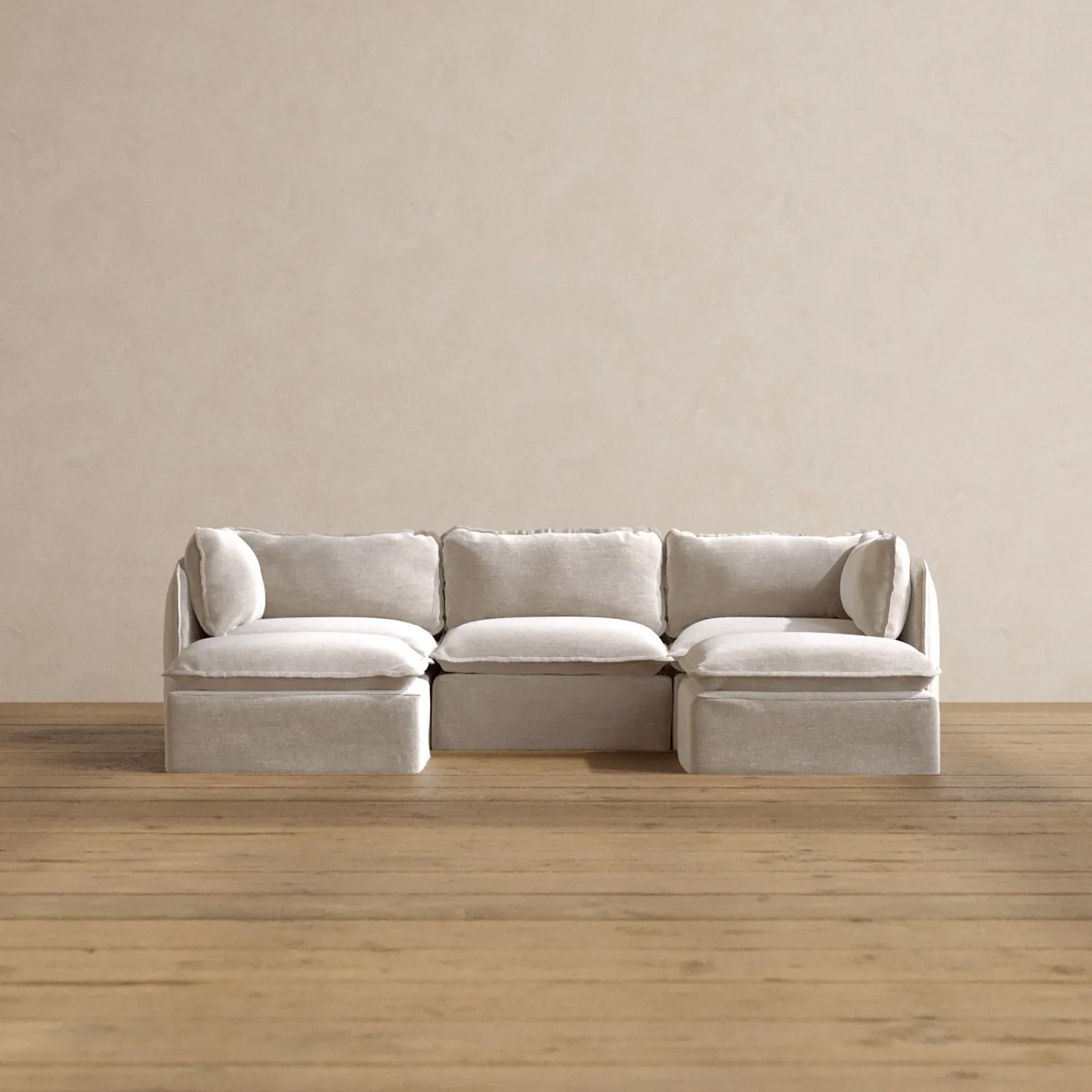 Modular Washable 3-Seater U-Sectional in Mist | Memorix  Seat | Cloud Pillow