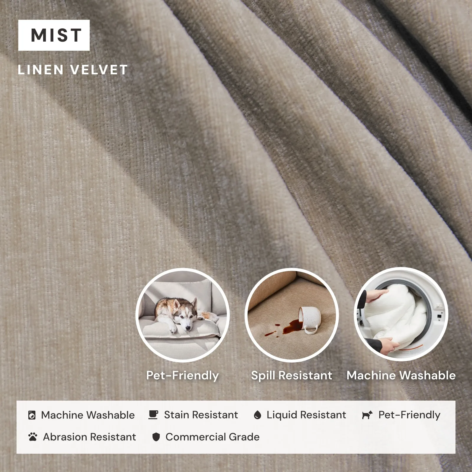 Modular Washable 6-Seater U-Sectional   Ottoman in Mist | Memorix  Seat | Cloud Pillow