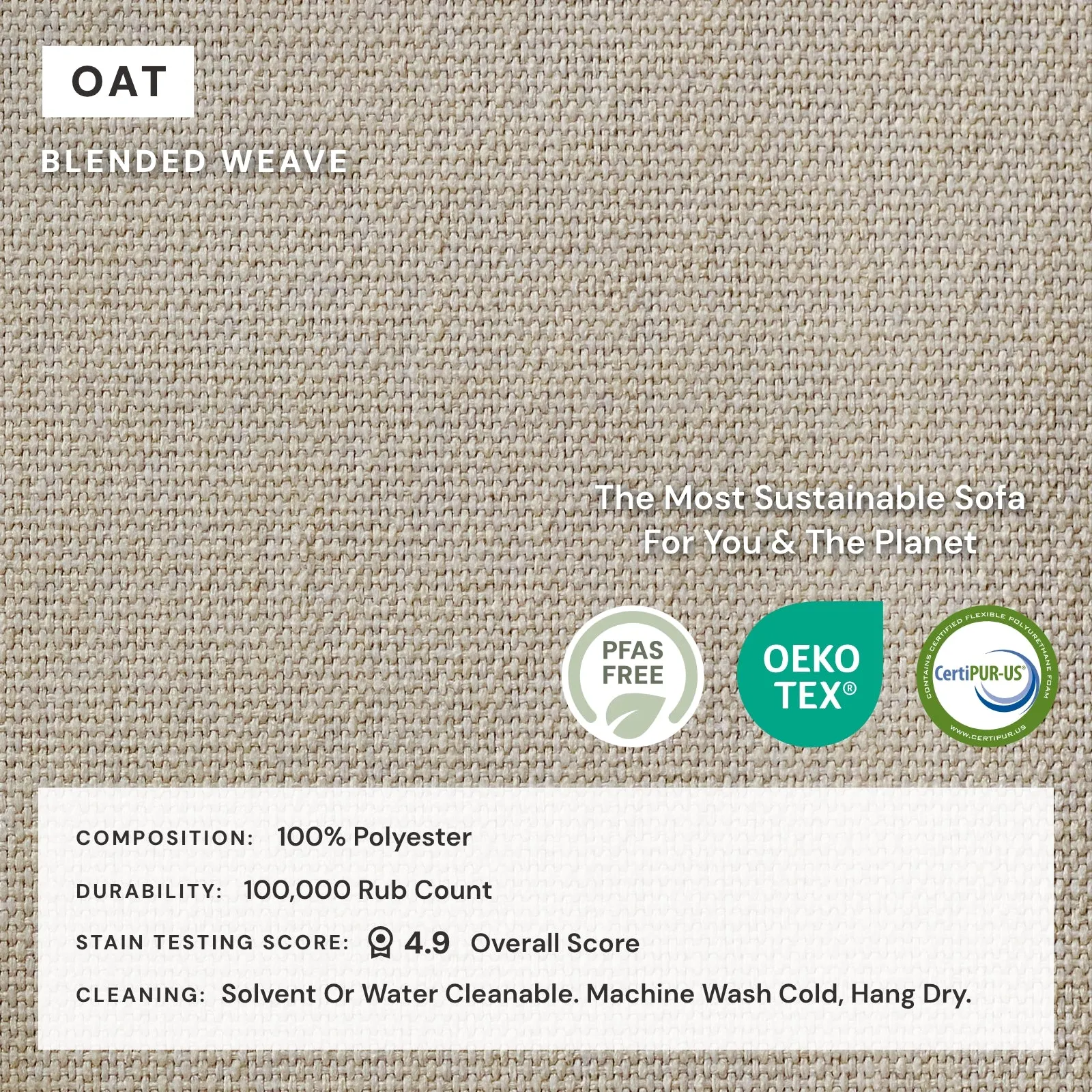 Modular Washable 7-Seater U-Sectional in Oat | Deluxe  Seat | Contour Pillow