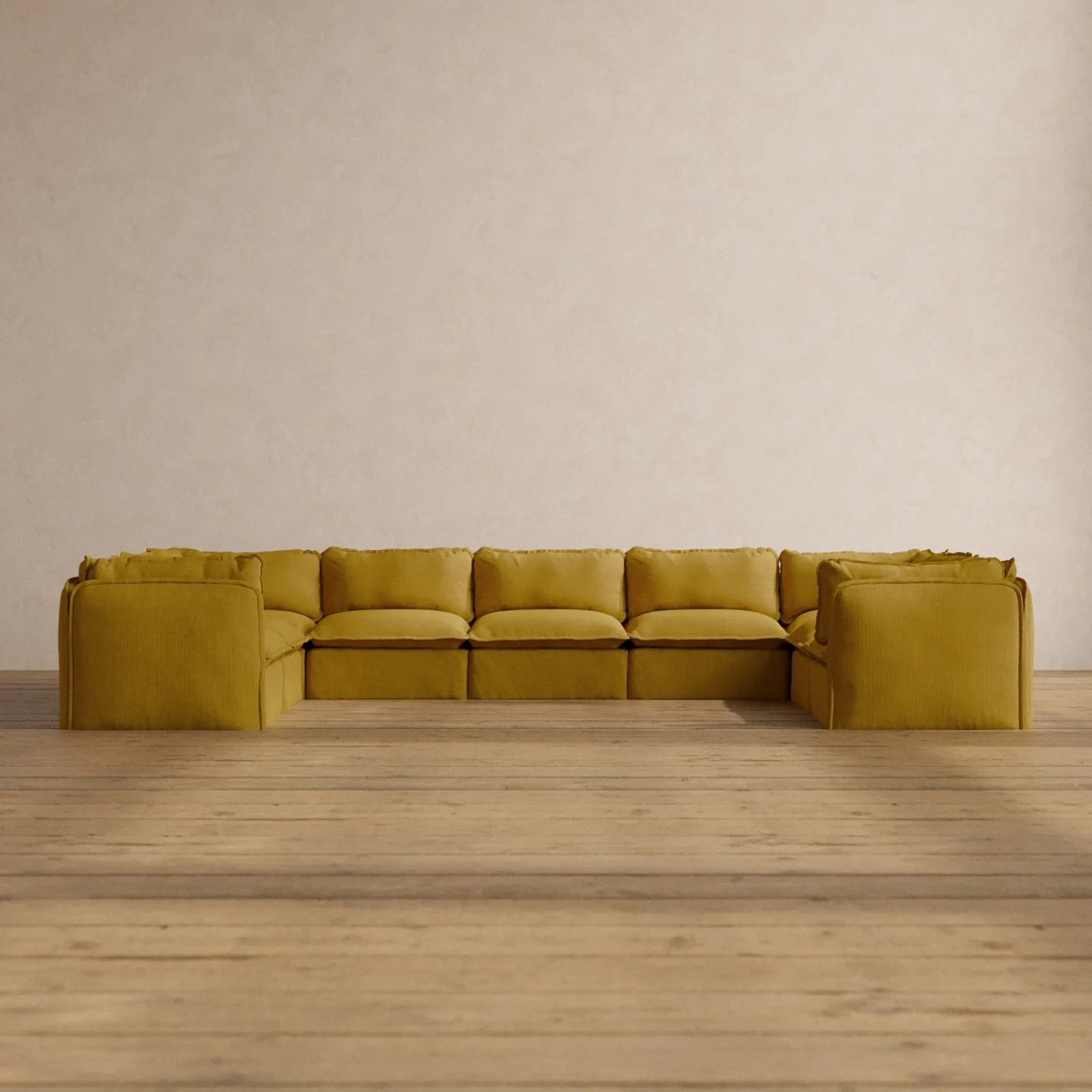 Modular Washable 9-Seater U-Sectional in Kiiro | Deluxe  Seat | Cloud Pillow