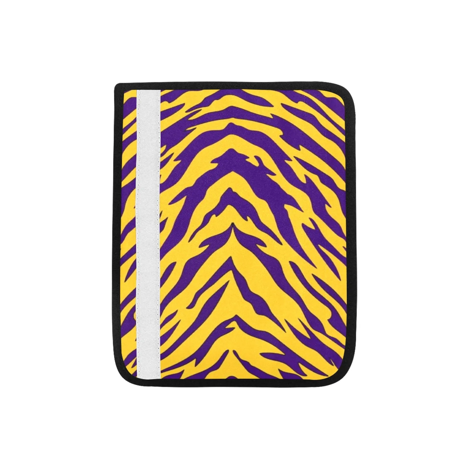 Purple and Gold Tiger Stripe Seat Belt Cover 7" x 12.6"