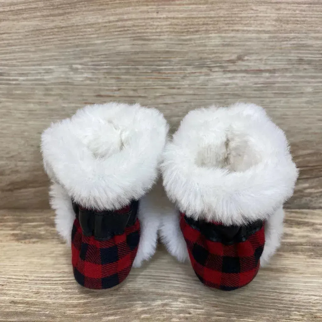 Robeez Jack Soft Sole Boot Red Plaid sz 3-6m