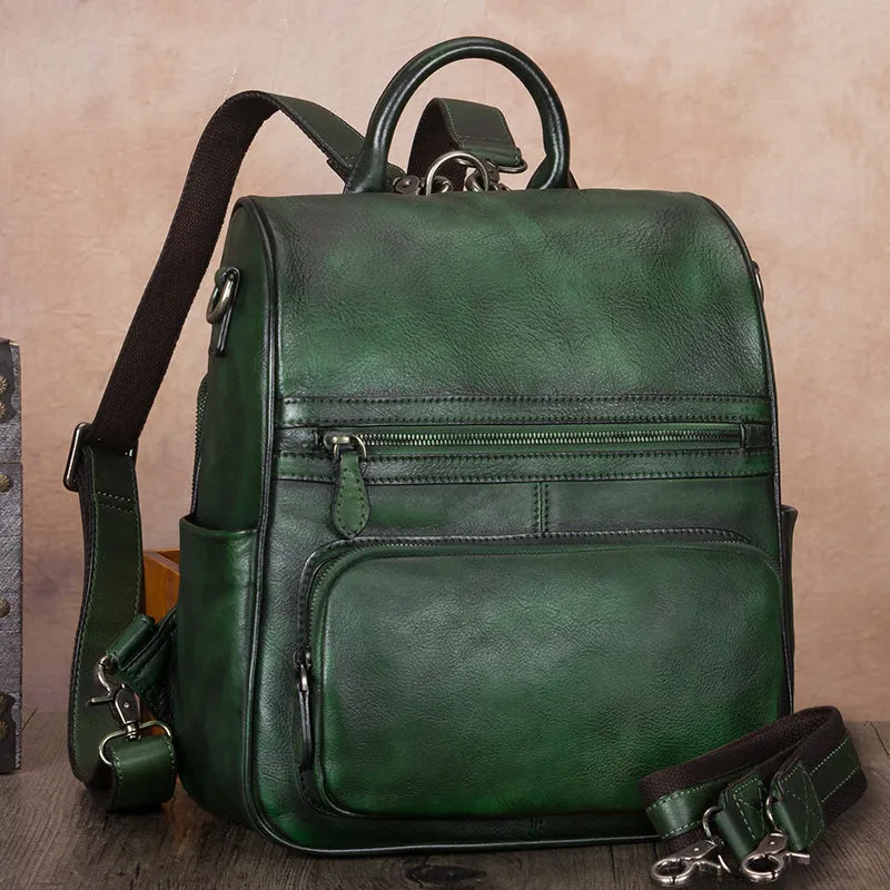 Vintage Ladies Leather Satchel Backpack Purse Side Bags for Women