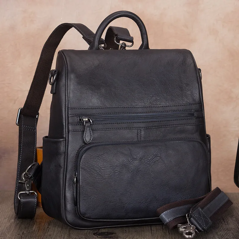 Vintage Ladies Leather Satchel Backpack Purse Side Bags for Women