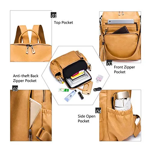 Women's PU Leather Backpack Fashion Travel Bag